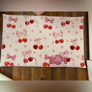 Envogue Valentine’s Day Cherries & Pink Bows Memory Foam Plush Bath Rug